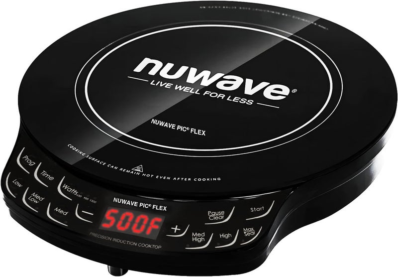 Nuwave Flex Precision Induction Cooktop, 10.25” Shatter-Proof Ceramic Glass, 6.5” Heating Coil, 45 Temps from 100°F to 500°F, 3 Wattage Settings 600, 900 & 1300 Watts, Black - Image 1
